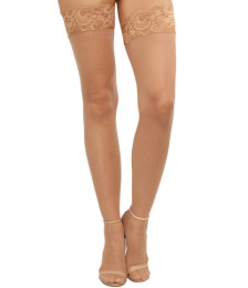 Bas chairs nylon autofixants jarretières dentelle - DG0005NUD